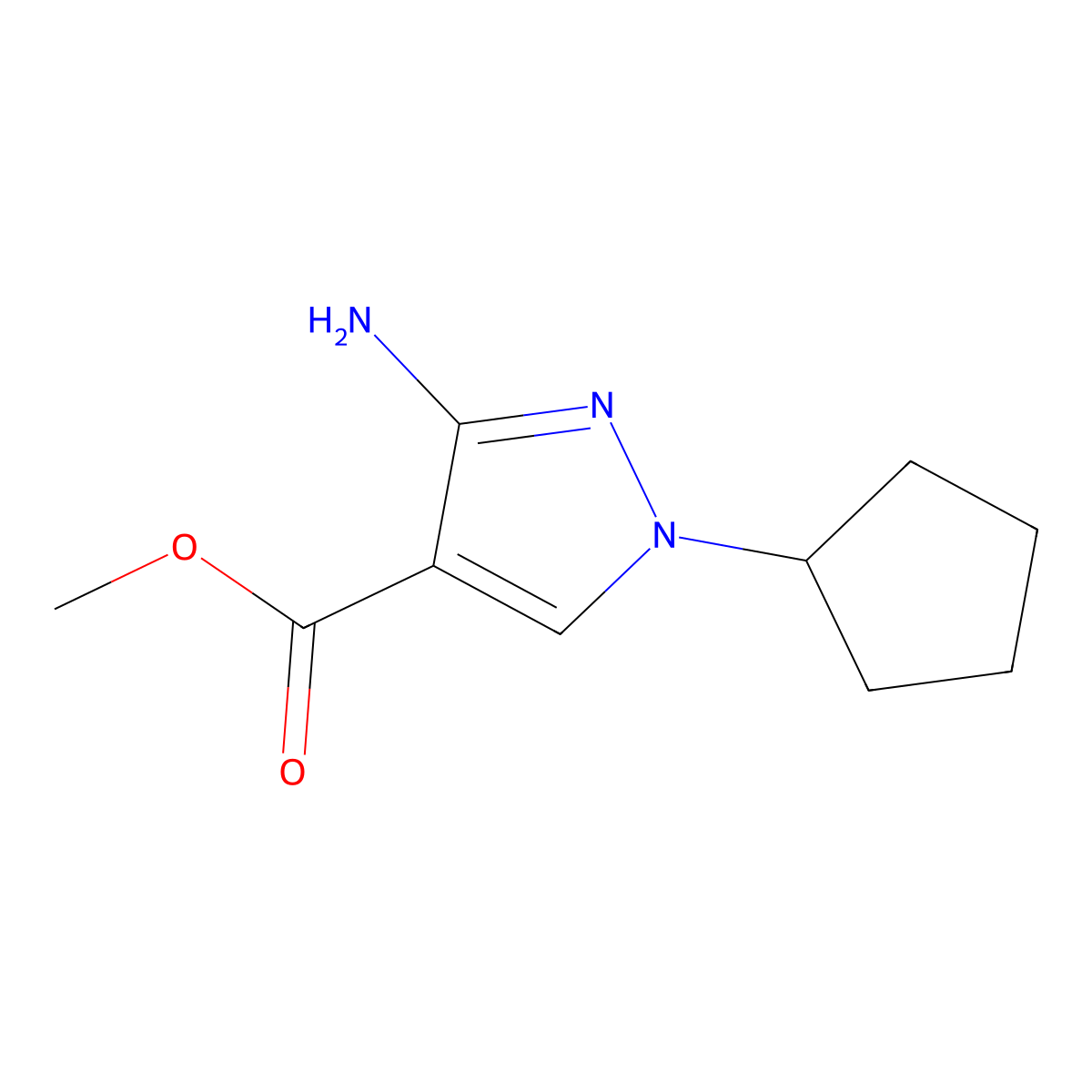 methyl 3-amino-1-cyclopentyl-1H-pyrazole-4-carboxylate molecular structure, CAS 1795474-03-1
