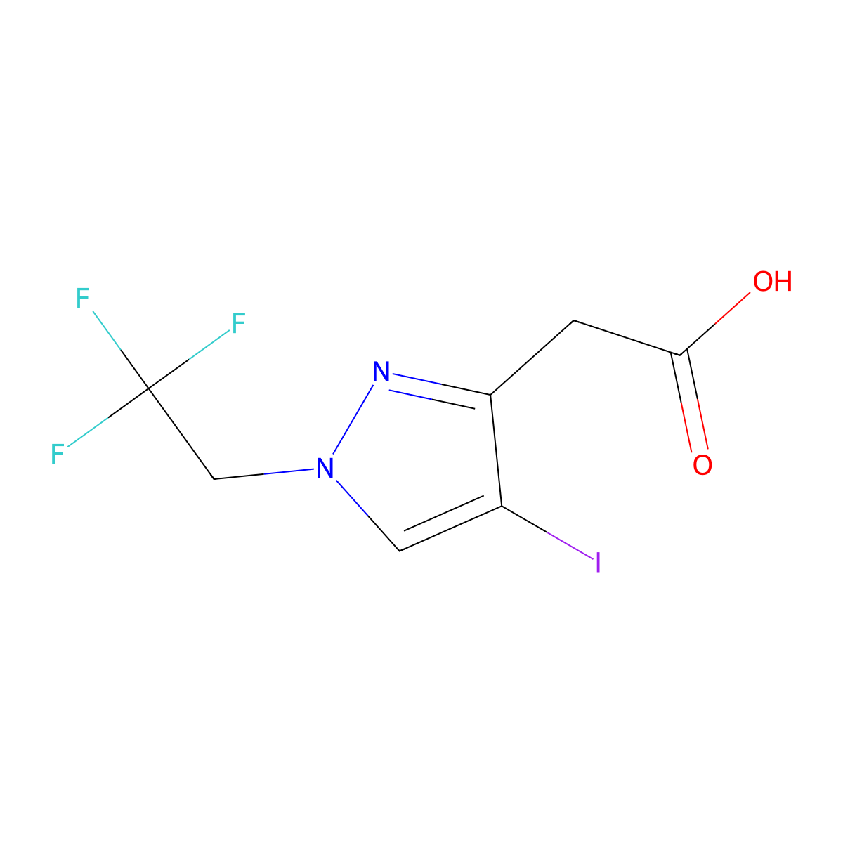 [4-iodo-1-(2,2,2-trifluoroethyl)-1H-pyrazol-3-yl]acetic acid molecular structure, CAS 1795474-96-2