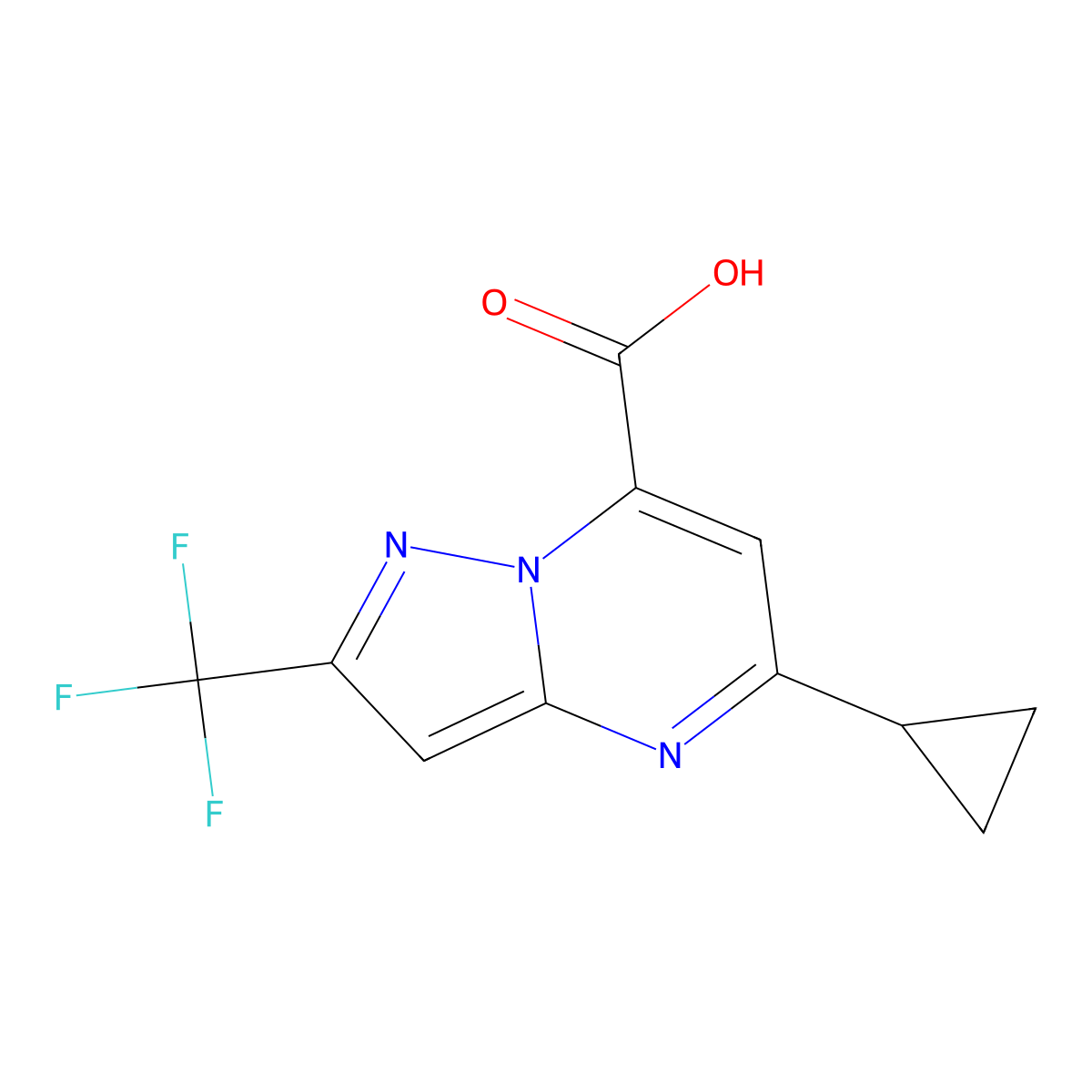 5-Cyclopropyl-2-(trifluoromethyl)pyrazolo[1,5-a]pyrimidine-7-carboxylic acid molecular structure, CAS 1795475-02-3