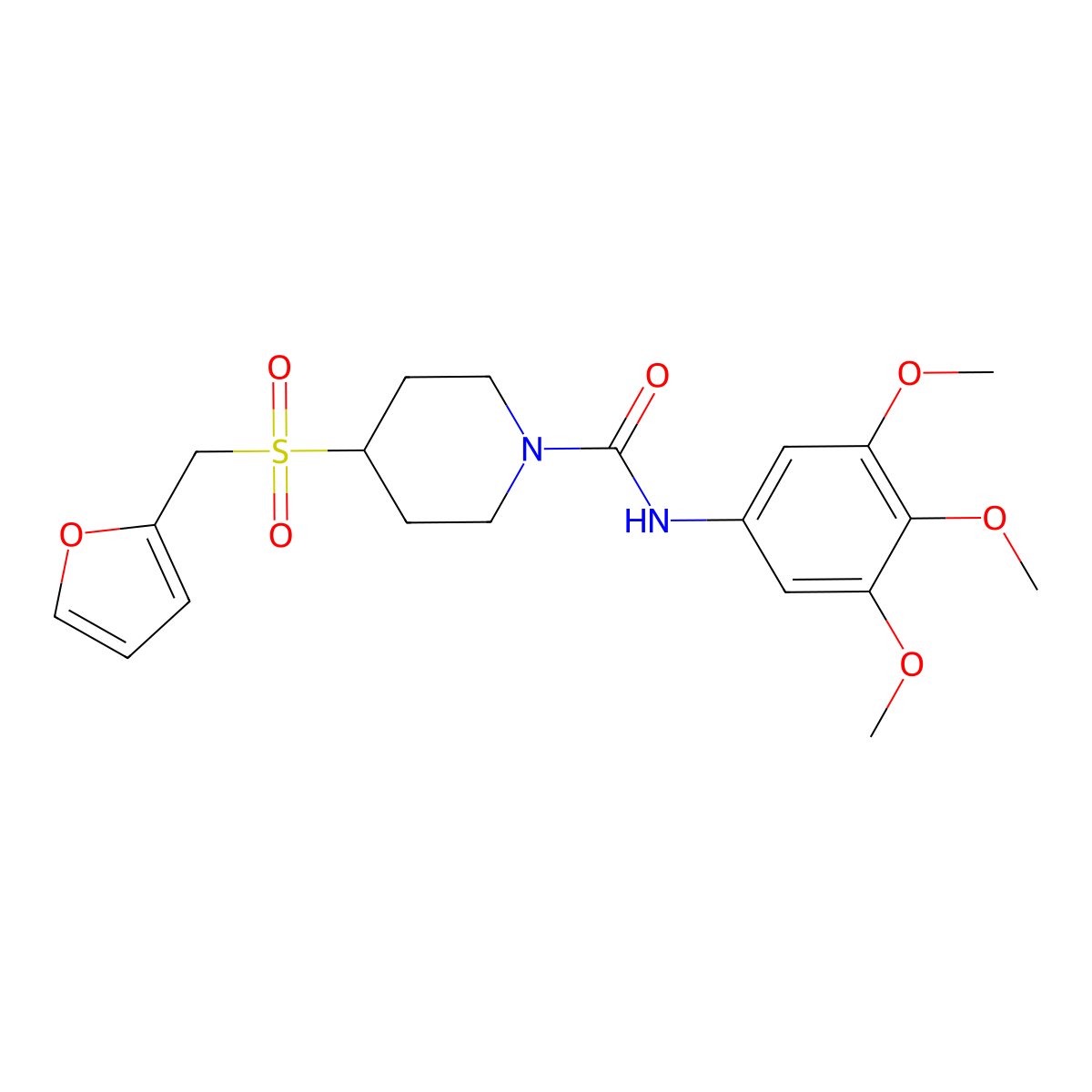 4-((furan-2-ylmethyl)sulfonyl)-N-(3,4,5-trimethoxyphenyl)piperidine-1-carboxamide molecular structure, CAS 1795476-11-7