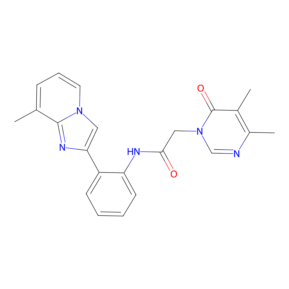 2-(4,5-dimethyl-6-oxopyrimidin-1(6H)-yl)-N-(2-(8-methylimidazo[1,2-a]pyridin-2-yl)phenyl)acetamide molecular structure, CAS 1795476-15-1