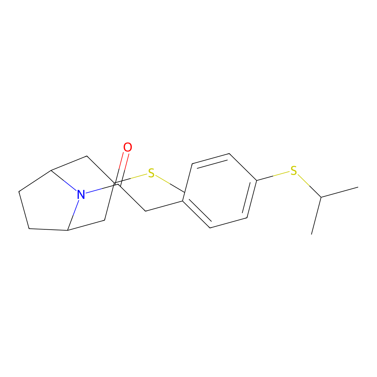 2-(4-(isopropylthio)phenyl)-1-((1R,5S)-3-(methylthio)-8-azabicyclo[3.2.1]octan-8-yl)ethanone molecular structure, CAS 1795476-22-0