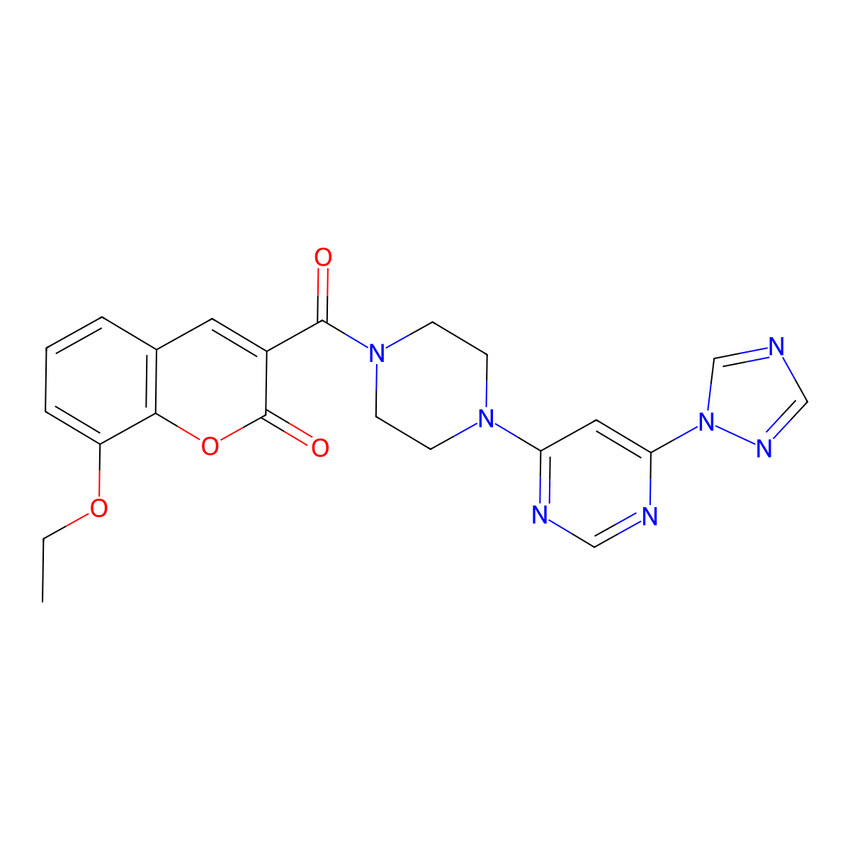 3-(4-(6-(1H-1,2,4-triazol-1-yl)pyrimidin-4-yl)piperazine-1-carbonyl)-8-ethoxy-2H-chromen-2-one molecular structure, CAS 1795476-34-4