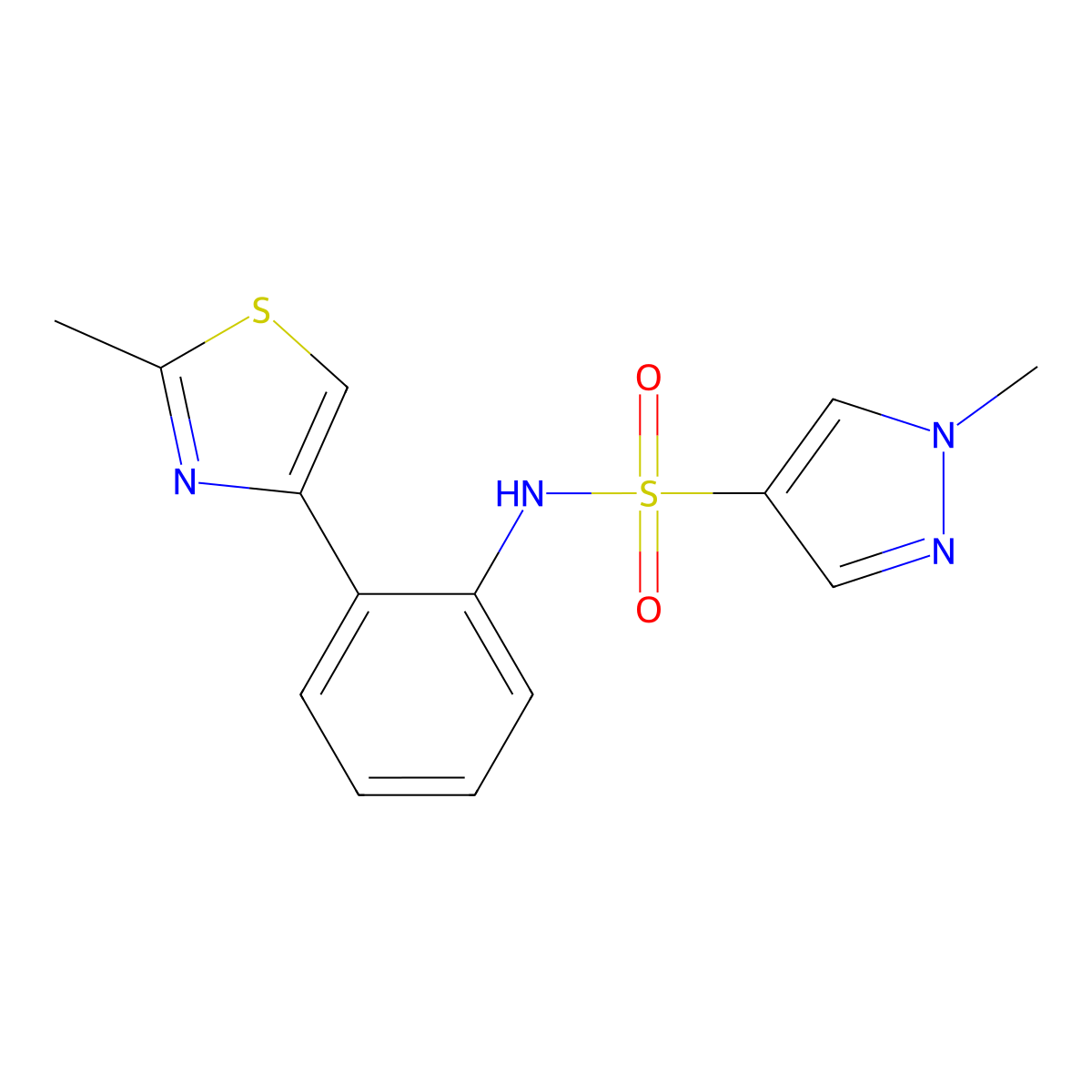 1-methyl-N-(2-(2-methylthiazol-4-yl)phenyl)-1H-pyrazole-4-sulfonamide molecular structure, CAS 1795476-59-3