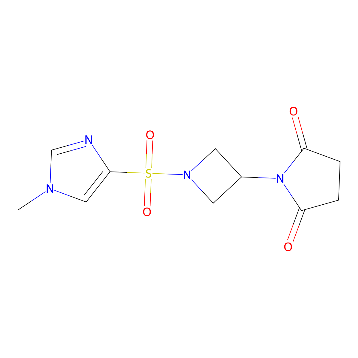 1-(1-((1-methyl-1H-imidazol-4-yl)sulfonyl)azetidin-3-yl)pyrrolidine-2,5-dione molecular structure, CAS 1795476-84-4
