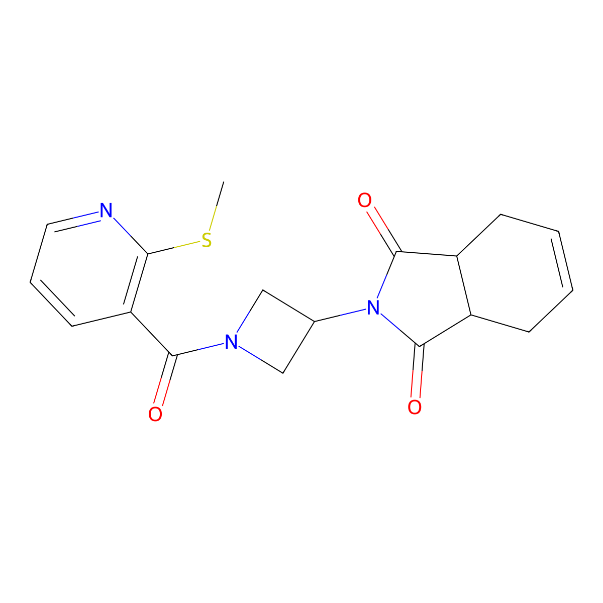2-(1-(2-(methylthio)nicotinoyl)azetidin-3-yl)-3a,4,7,7a-tetrahydro-1H-isoindole-1,3(2H)-dione molecular structure, CAS 1795476-86-6