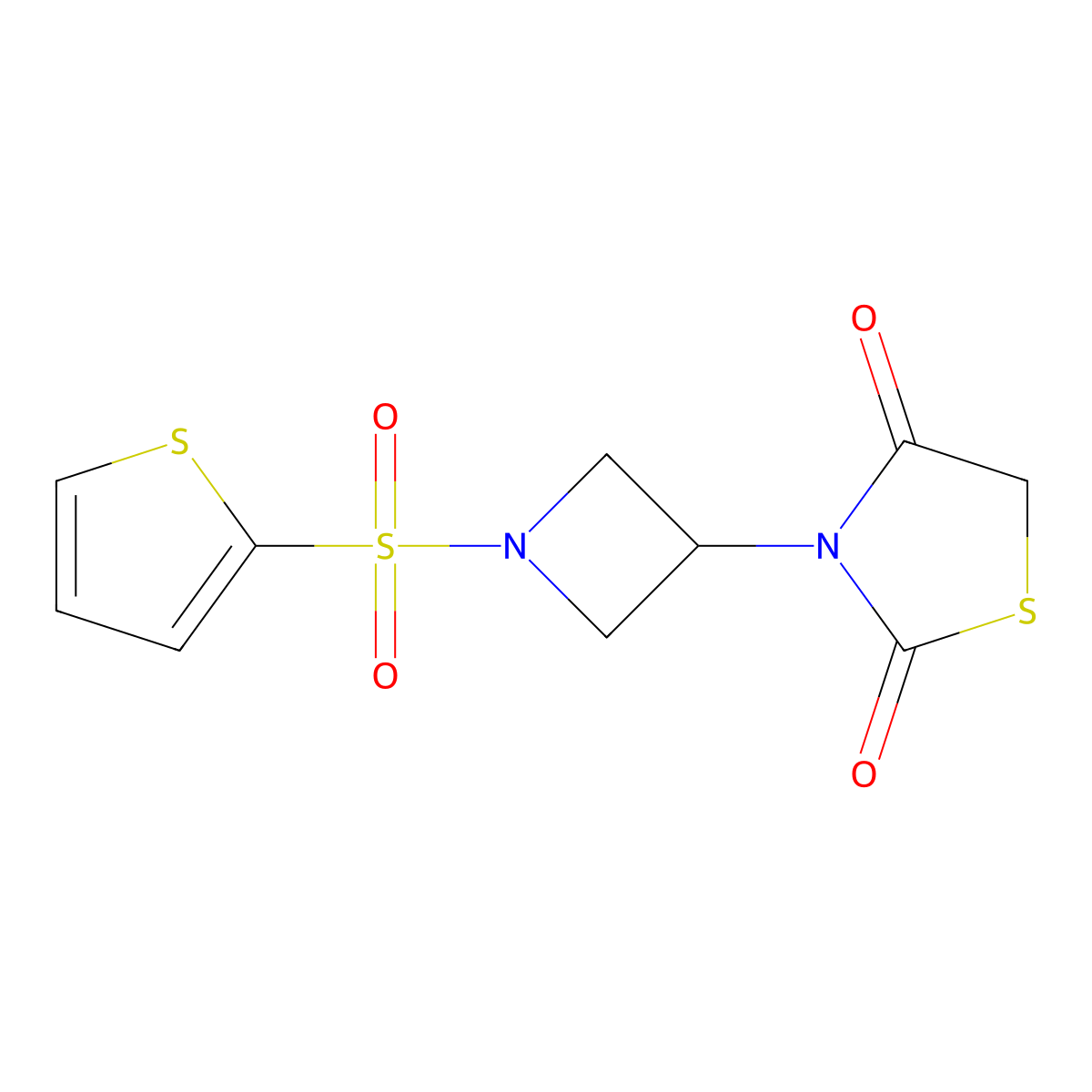 3-(1-(Thiophen-2-ylsulfonyl)azetidin-3-yl)thiazolidine-2,4-dione molecular structure, CAS 1795476-97-9