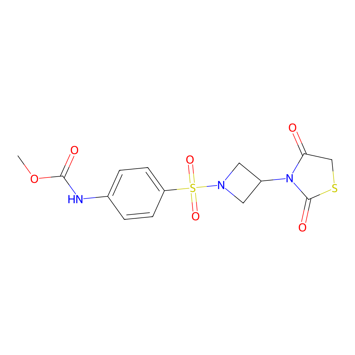 Methyl (4-((3-(2,4-dioxothiazolidin-3-yl)azetidin-1-yl)sulfonyl)phenyl)carbamate molecular structure, CAS 1795477-03-0