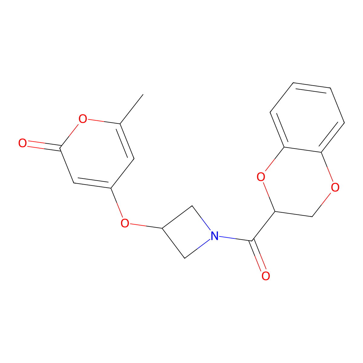 4-((1-(2,3-dihydrobenzo[b][1,4]dioxine-2-carbonyl)azetidin-3-yl)oxy)-6-methyl-2H-pyran-2-one molecular structure, CAS 1795477-06-3