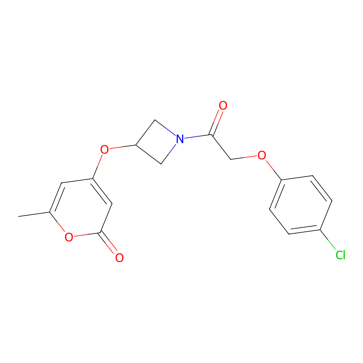 4-((1-(2-(4-chlorophenoxy)acetyl)azetidin-3-yl)oxy)-6-methyl-2H-pyran-2-one molecular structure, CAS 1795477-10-9