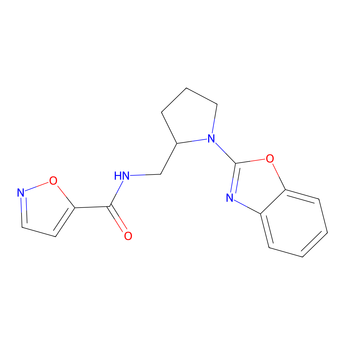 N-((1-(benzo[d]oxazol-2-yl)pyrrolidin-2-yl)methyl)isoxazole-5-carboxamide molecular structure, CAS 1795477-15-4