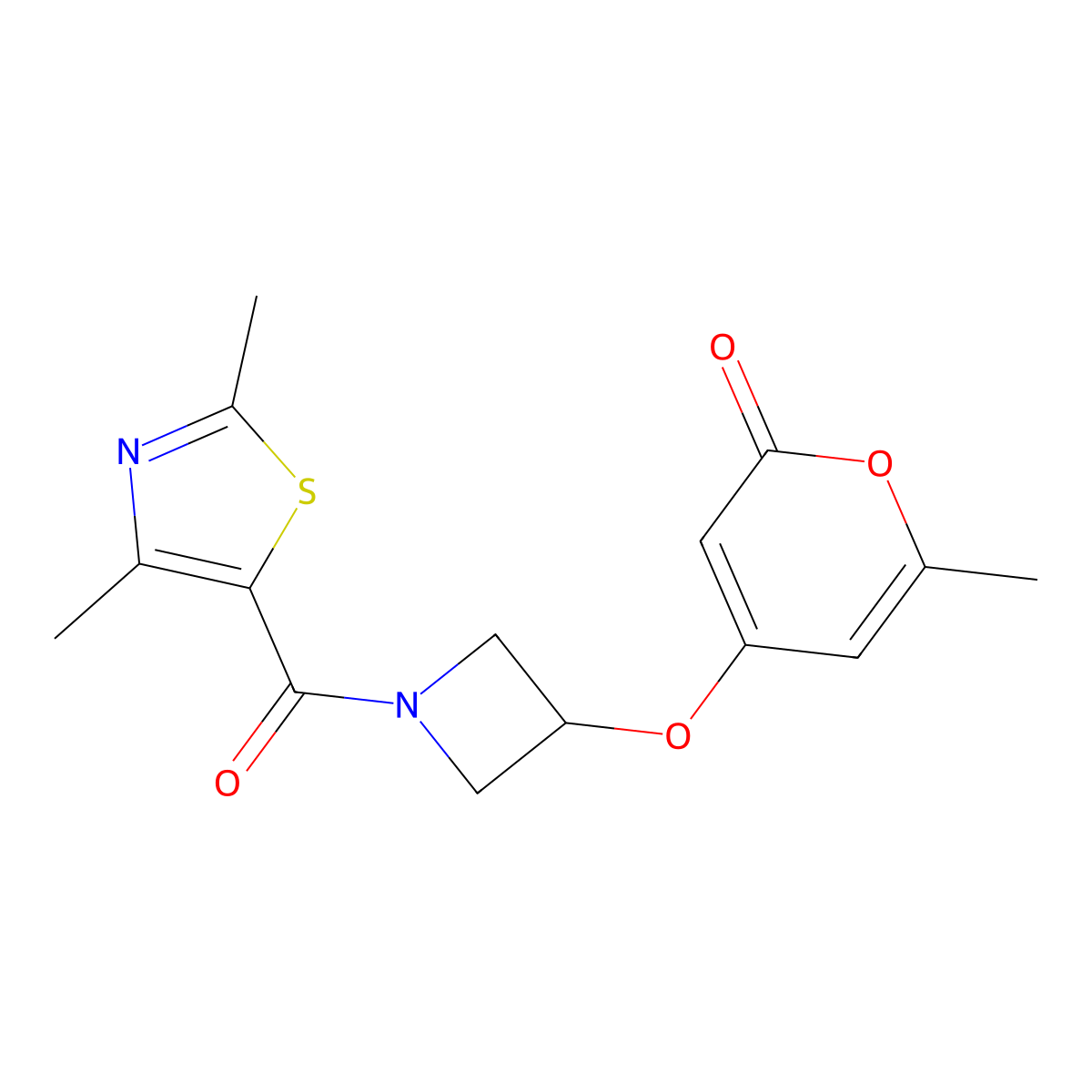4-((1-(2,4-dimethylthiazole-5-carbonyl)azetidin-3-yl)oxy)-6-methyl-2H-pyran-2-one molecular structure, CAS 1795477-29-0