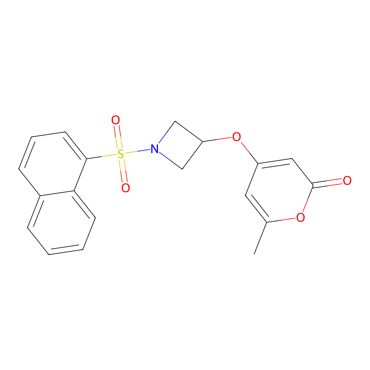 6-methyl-4-((1-(naphthalen-1-ylsulfonyl)azetidin-3-yl)oxy)-2H-pyran-2-one molecular structure, CAS 1795477-50-7