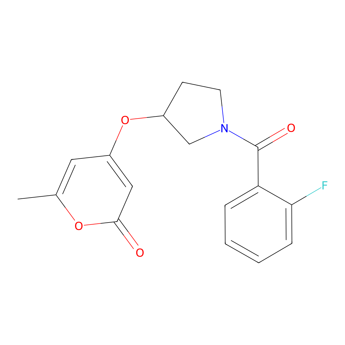 4-((1-(2-fluorobenzoyl)pyrrolidin-3-yl)oxy)-6-methyl-2H-pyran-2-one molecular structure, CAS 1795477-55-2