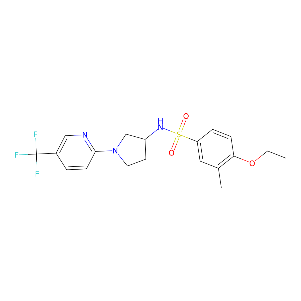 4-ethoxy-3-methyl-N-(1-(5-(trifluoromethyl)pyridin-2-yl)pyrrolidin-3-yl)benzenesulfonamide molecular structure, CAS 1795477-66-5