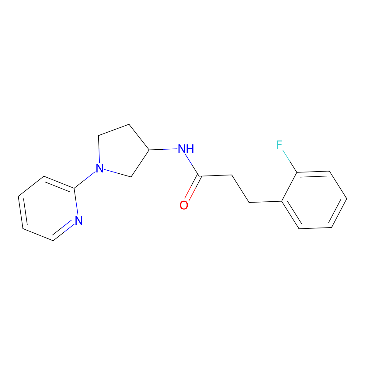 3-(2-fluorophenyl)-N-(1-(pyridin-2-yl)pyrrolidin-3-yl)propanamide molecular structure, CAS 1795478-04-4