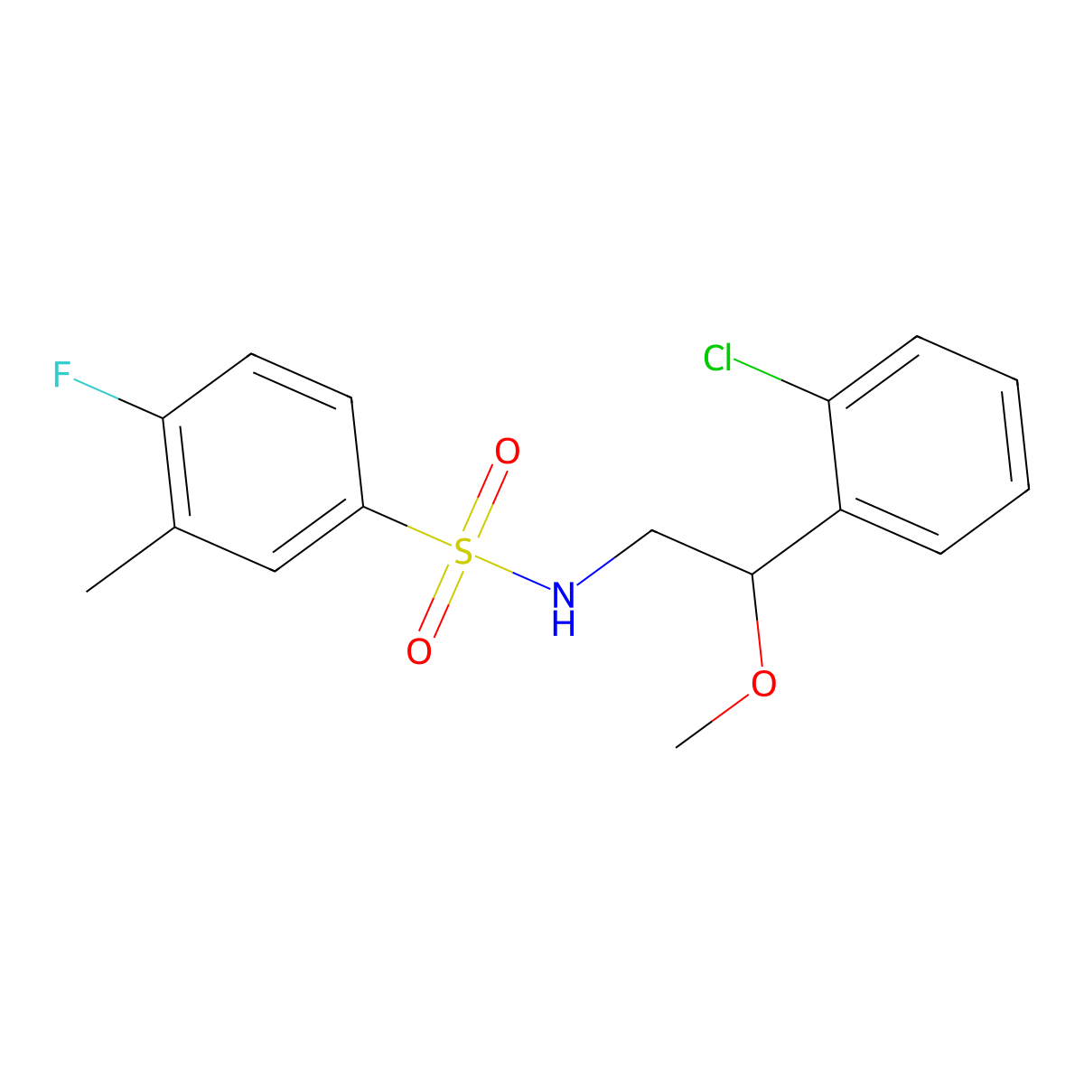 N-(2-(2-chlorophenyl)-2-methoxyethyl)-4-fluoro-3-methylbenzenesulfonamide molecular structure, CAS 1795478-10-2