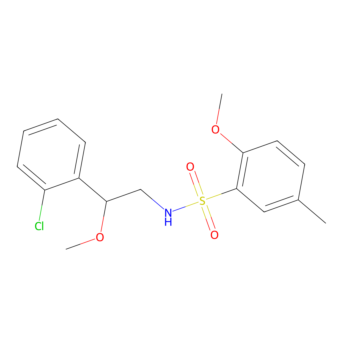 N-(2-(2-chlorophenyl)-2-methoxyethyl)-2-methoxy-5-methylbenzenesulfonamide molecular structure, CAS 1795478-24-8