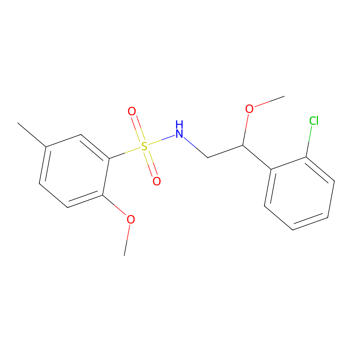N-(2-(2-chlorophenyl)-2-methoxyethyl)-2-methoxy-5-methylbenzenesulfonamide molecular structure, CAS 1795478-24-8