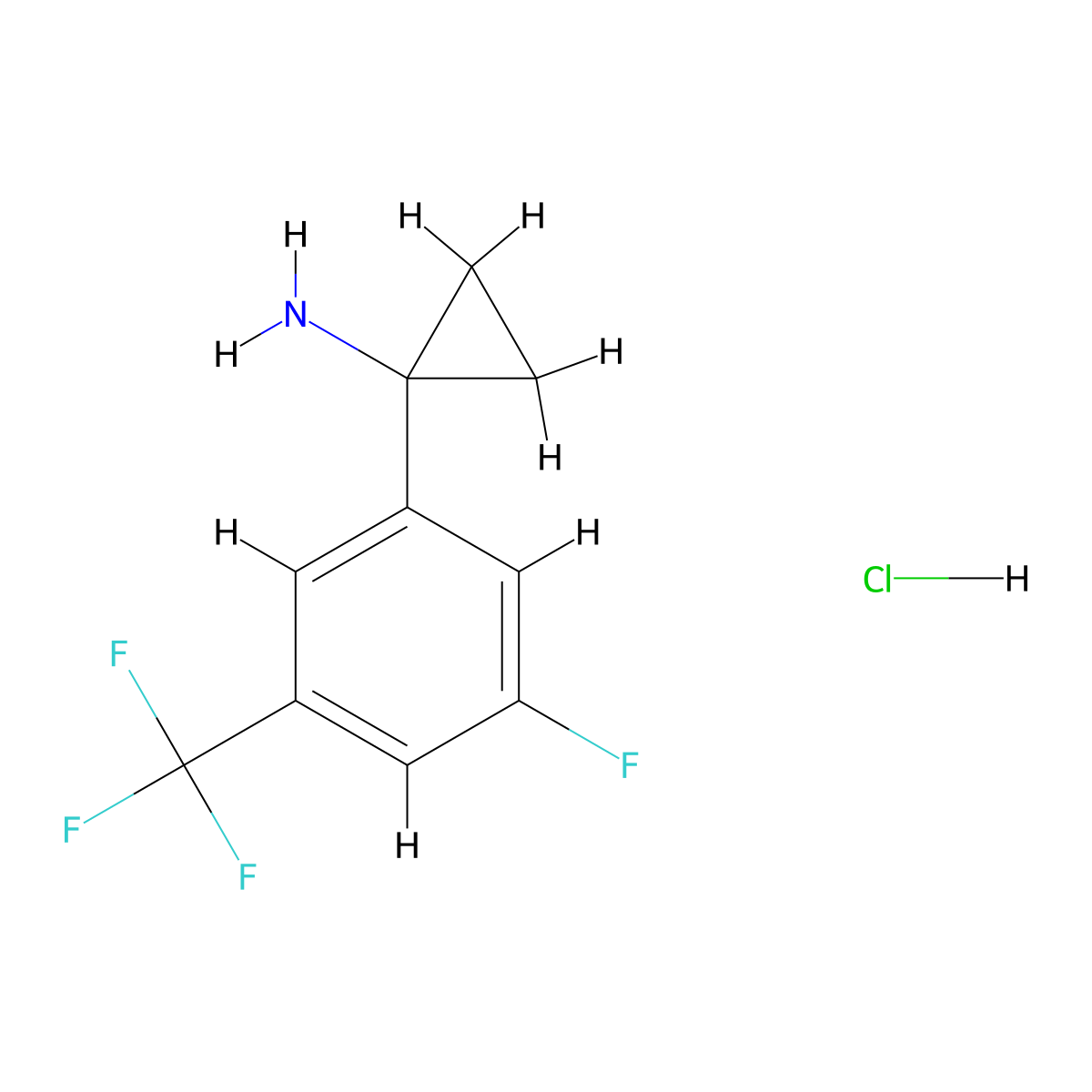 1-[3-Fluoro-5-(trifluoromethyl)phenyl]cyclopropan-1-amine hydrochloride molecular structure, CAS 1795478-65-7