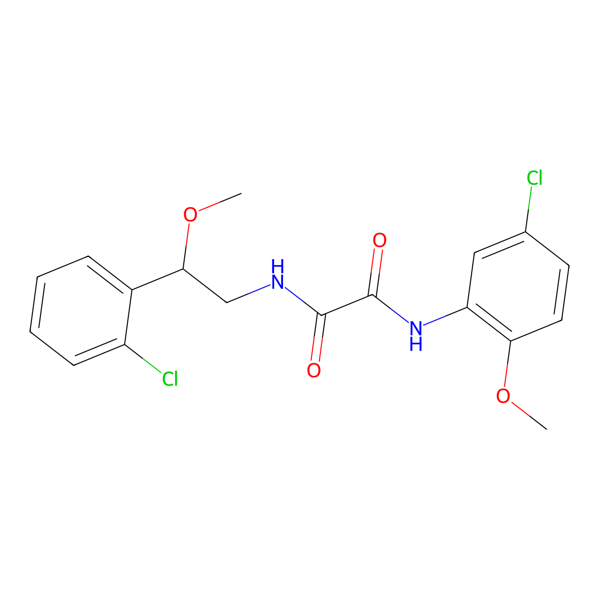 N1-(5-chloro-2-methoxyphenyl)-N2-(2-(2-chlorophenyl)-2-methoxyethyl)oxalamide molecular structure, CAS 1795478-85-1