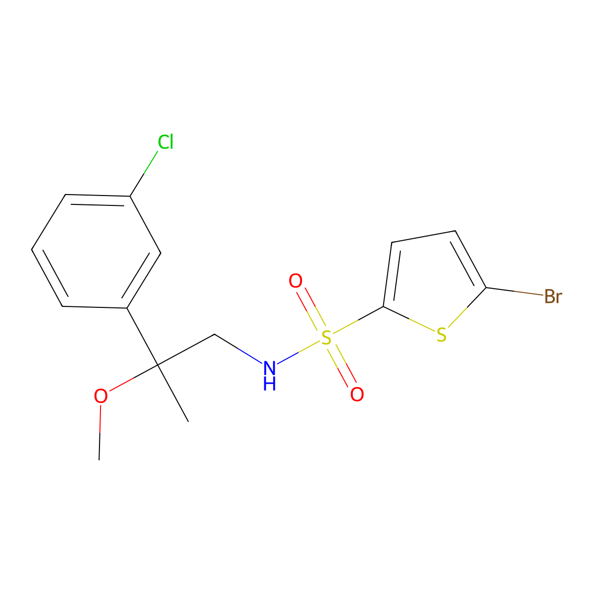 5-bromo-N-[2-(3-chlorophenyl)-2-methoxypropyl]thiophene-2-sulfonamide molecular structure, CAS 1795479-10-5