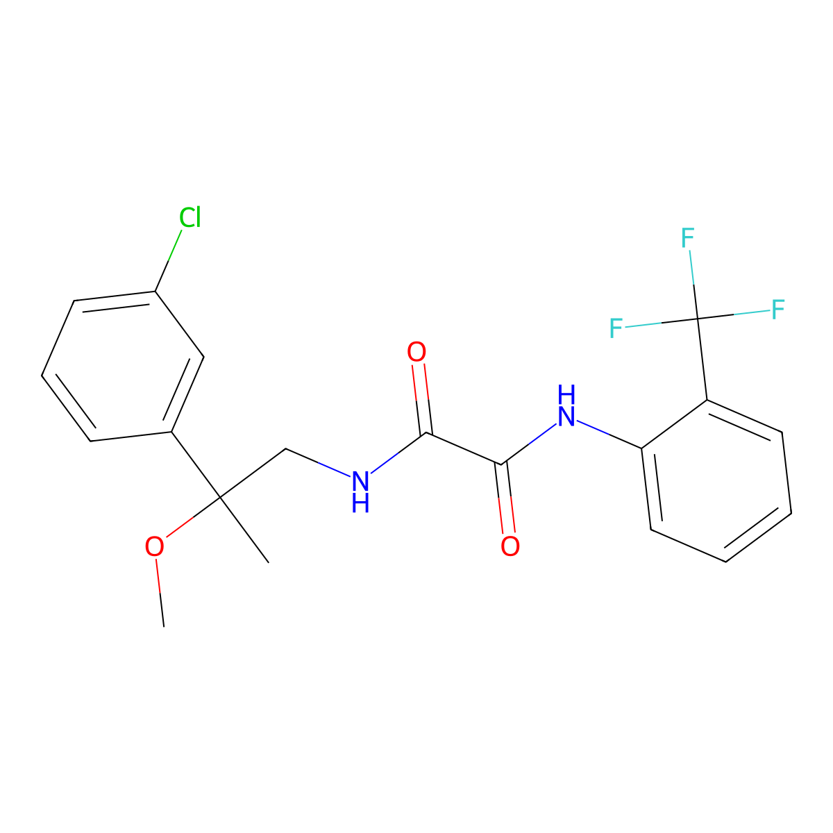 N1-(2-(3-chlorophenyl)-2-methoxypropyl)-N2-(2-(trifluoromethyl)phenyl)oxalamide molecular structure, CAS 1795479-23-0
