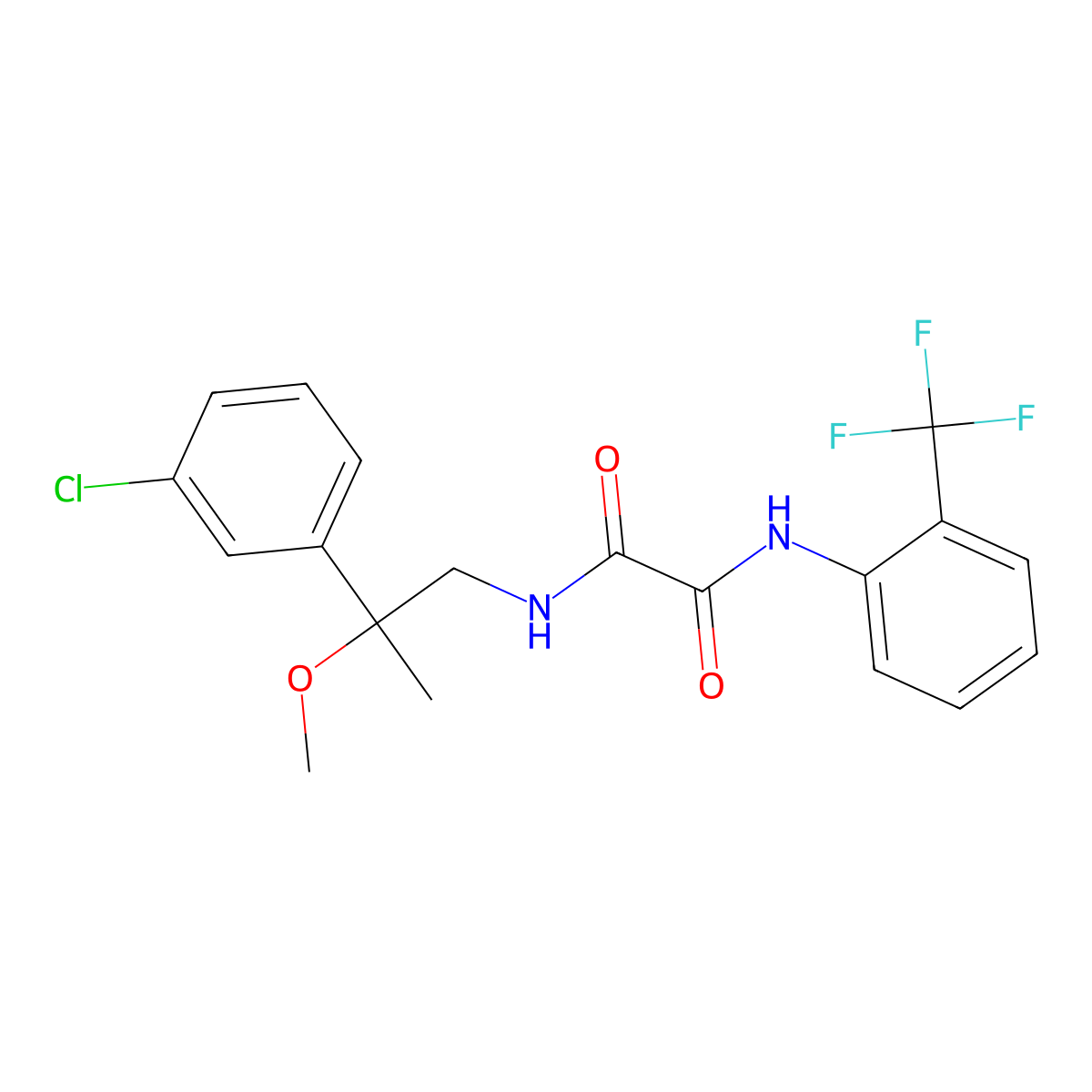 N1-(2-(3-chlorophenyl)-2-methoxypropyl)-N2-(2-(trifluoromethyl)phenyl)oxalamide molecular structure, CAS 1795479-23-0