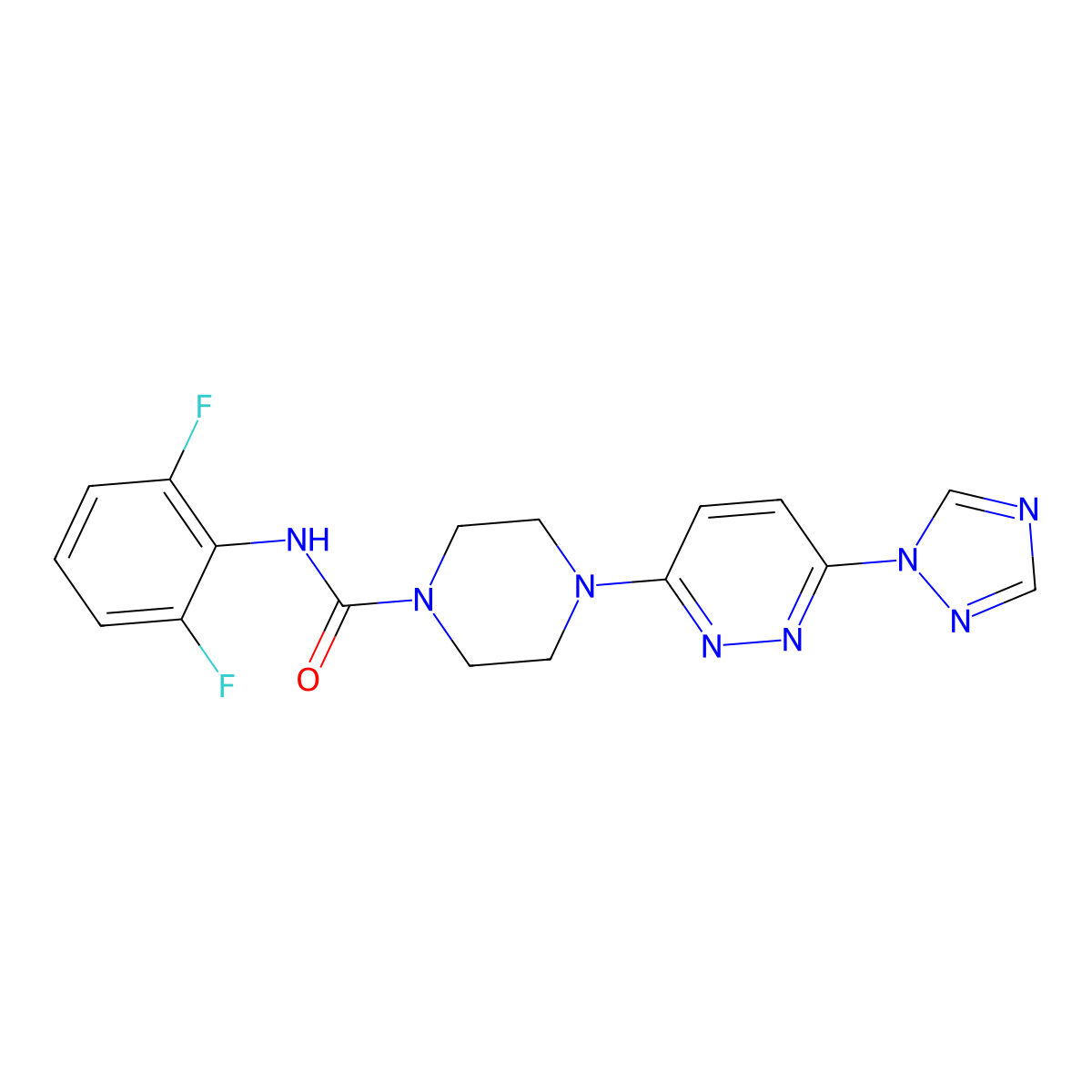 4-(6-(1H-1,2,4-triazol-1-yl)pyridazin-3-yl)-N-(2,6-difluorophenyl)piperazine-1-carboxamide molecular structure, CAS 1795479-30-9