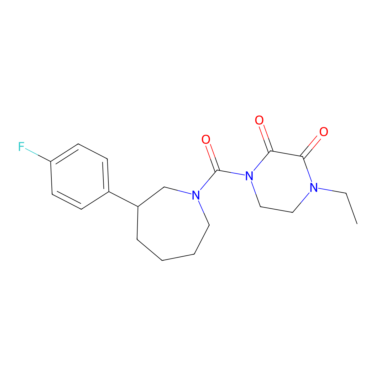 1-Ethyl-4-[3-(4-fluorophenyl)azepane-1-carbonyl]piperazine-2,3-dione molecular structure, CAS 1795479-66-1