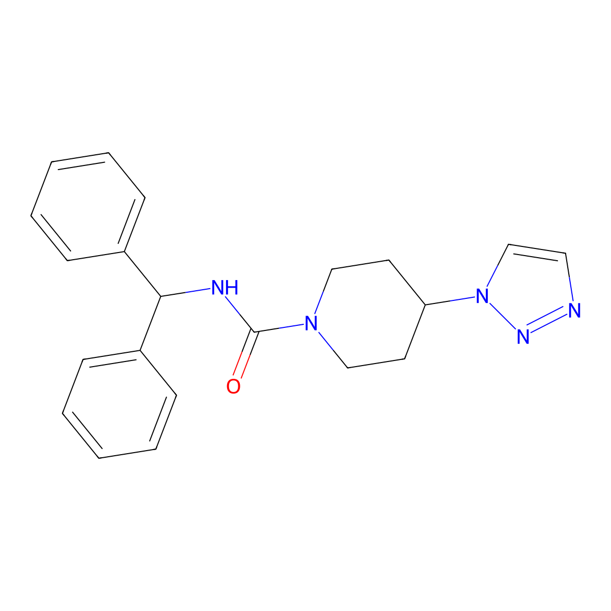 N-(diphenylmethyl)-4-(1H-1,2,3-triazol-1-yl)piperidine-1-carboxamide molecular structure, CAS 1795479-95-6
