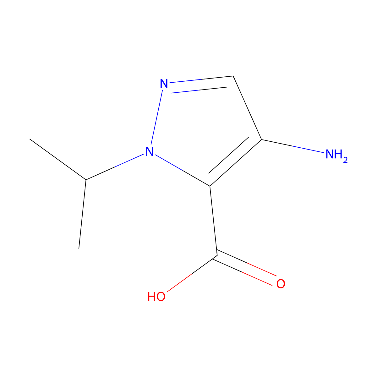 4-amino-1-(propan-2-yl)-1H-pyrazole-5-carboxylic acid molecular structure, CAS 1795480-01-1