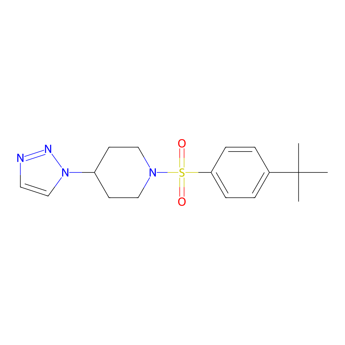 1-((4-(tert-butyl)phenyl)sulfonyl)-4-(1H-1,2,3-triazol-1-yl)piperidine molecular structure, CAS 1795480-06-6