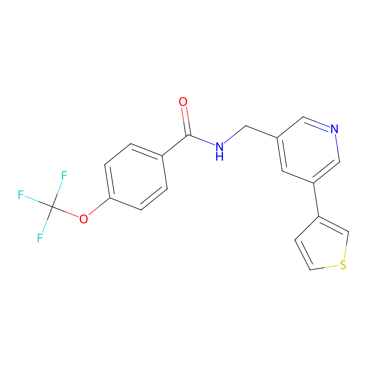 N-((5-(thiophen-3-yl)pyridin-3-yl)methyl)-4-(trifluoromethoxy)benzamide molecular structure, CAS 1795480-29-3