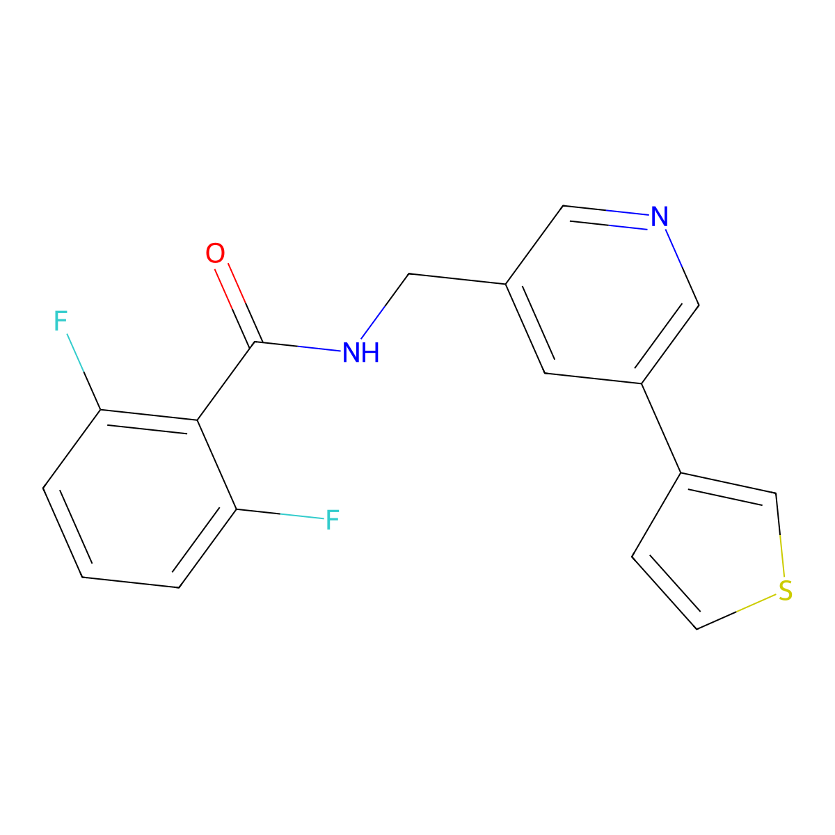2,6-difluoro-N-((5-(thiophen-3-yl)pyridin-3-yl)methyl)benzamide molecular structure, CAS 1795480-48-6