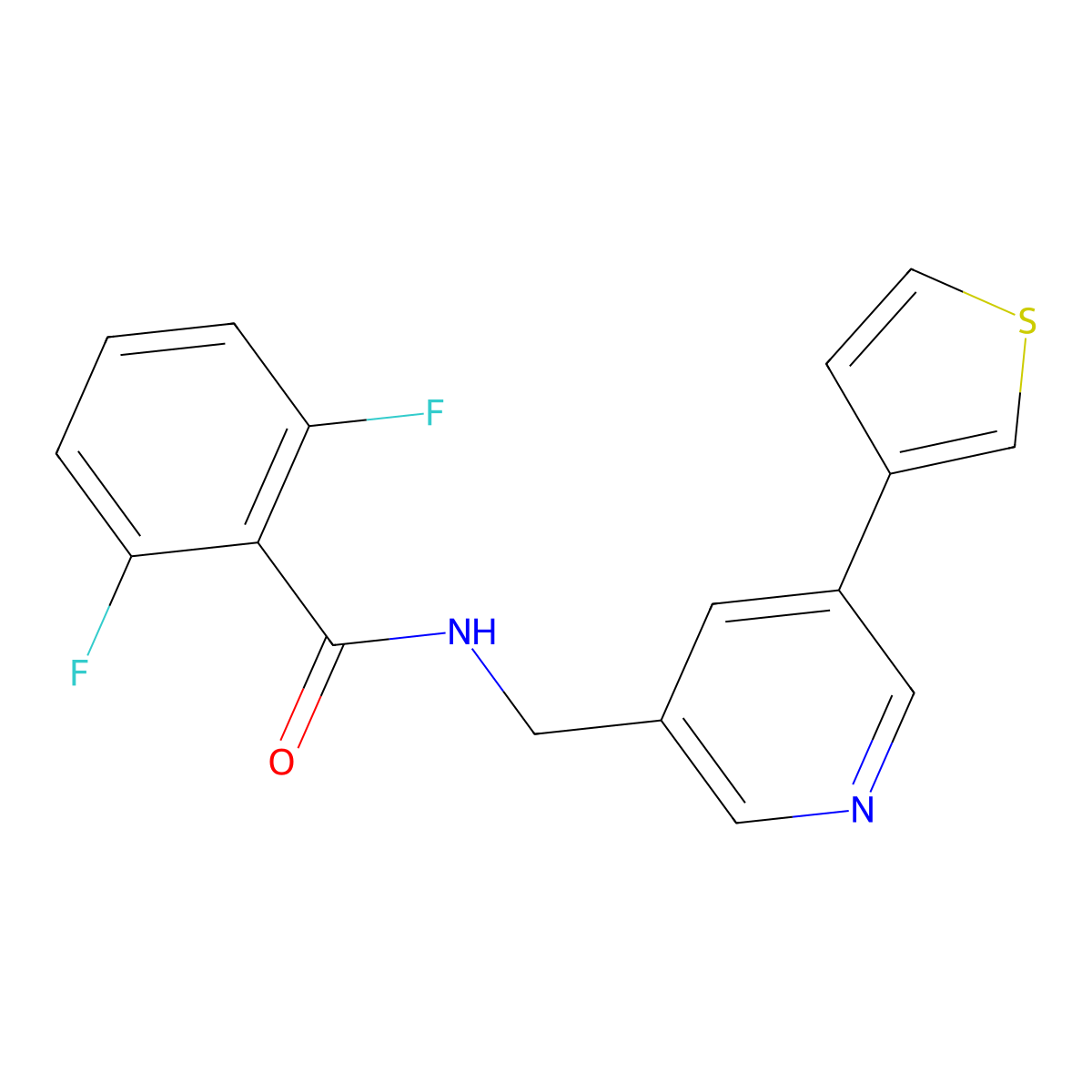 2,6-difluoro-N-((5-(thiophen-3-yl)pyridin-3-yl)methyl)benzamide molecular structure, CAS 1795480-48-6