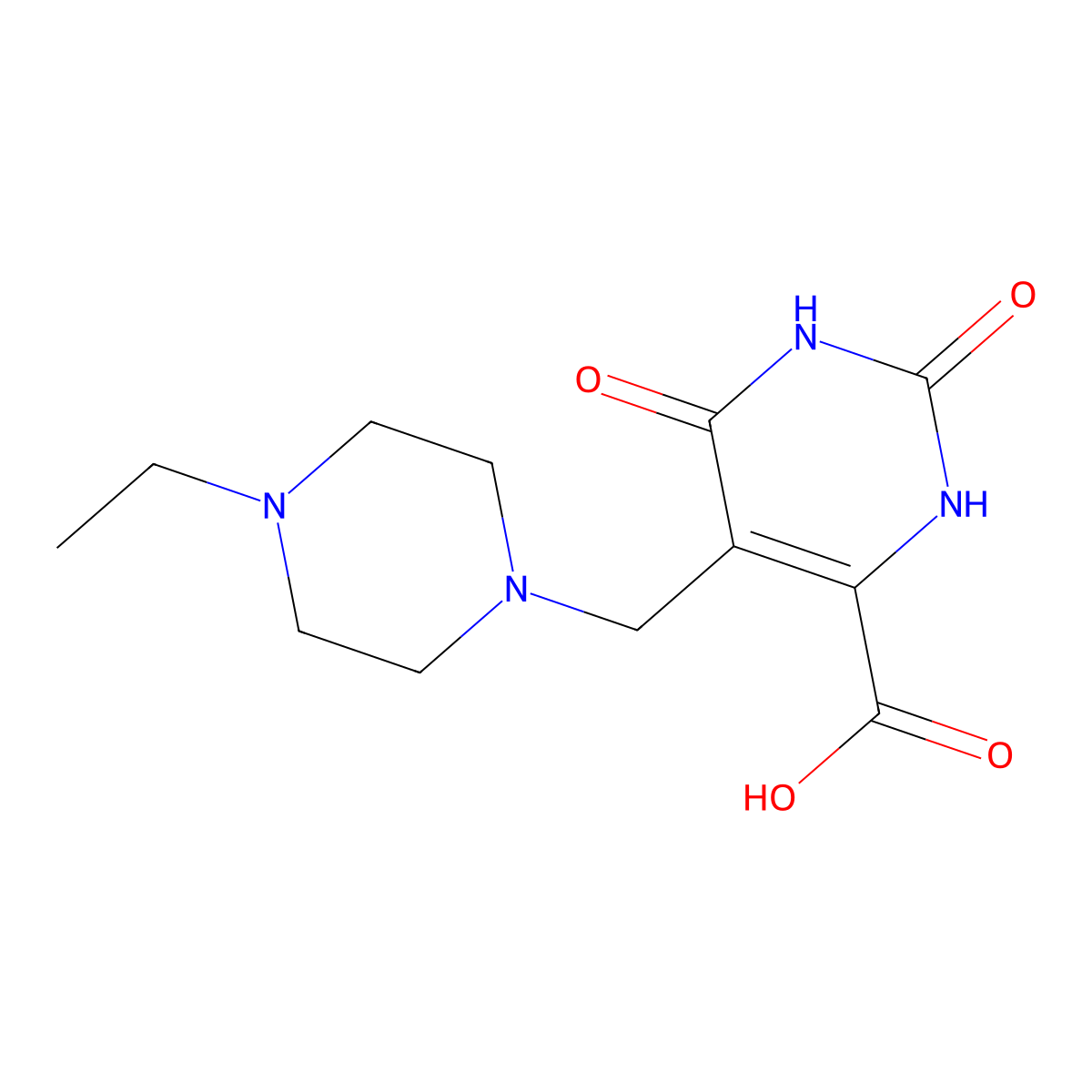 5-((4-Ethylpiperazin-1-yl)methyl)-2,6-dioxo-1,2,3,6-tetrahydropyrimidine-4-carboxylic acid molecular structure, CAS 1795480-51-1