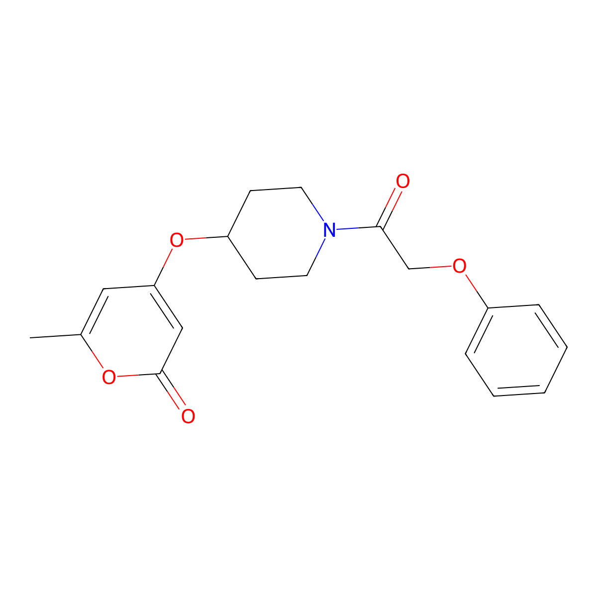 6-methyl-4-((1-(2-phenoxyacetyl)piperidin-4-yl)oxy)-2H-pyran-2-one molecular structure, CAS 1795480-65-7