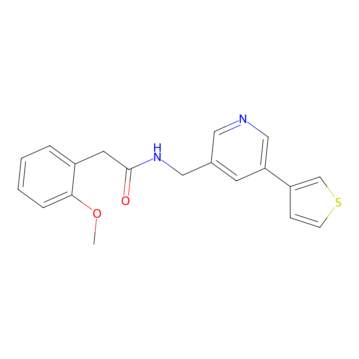 2-(2-methoxyphenyl)-N-((5-(thiophen-3-yl)pyridin-3-yl)methyl)acetamide molecular structure, CAS 1795480-68-0