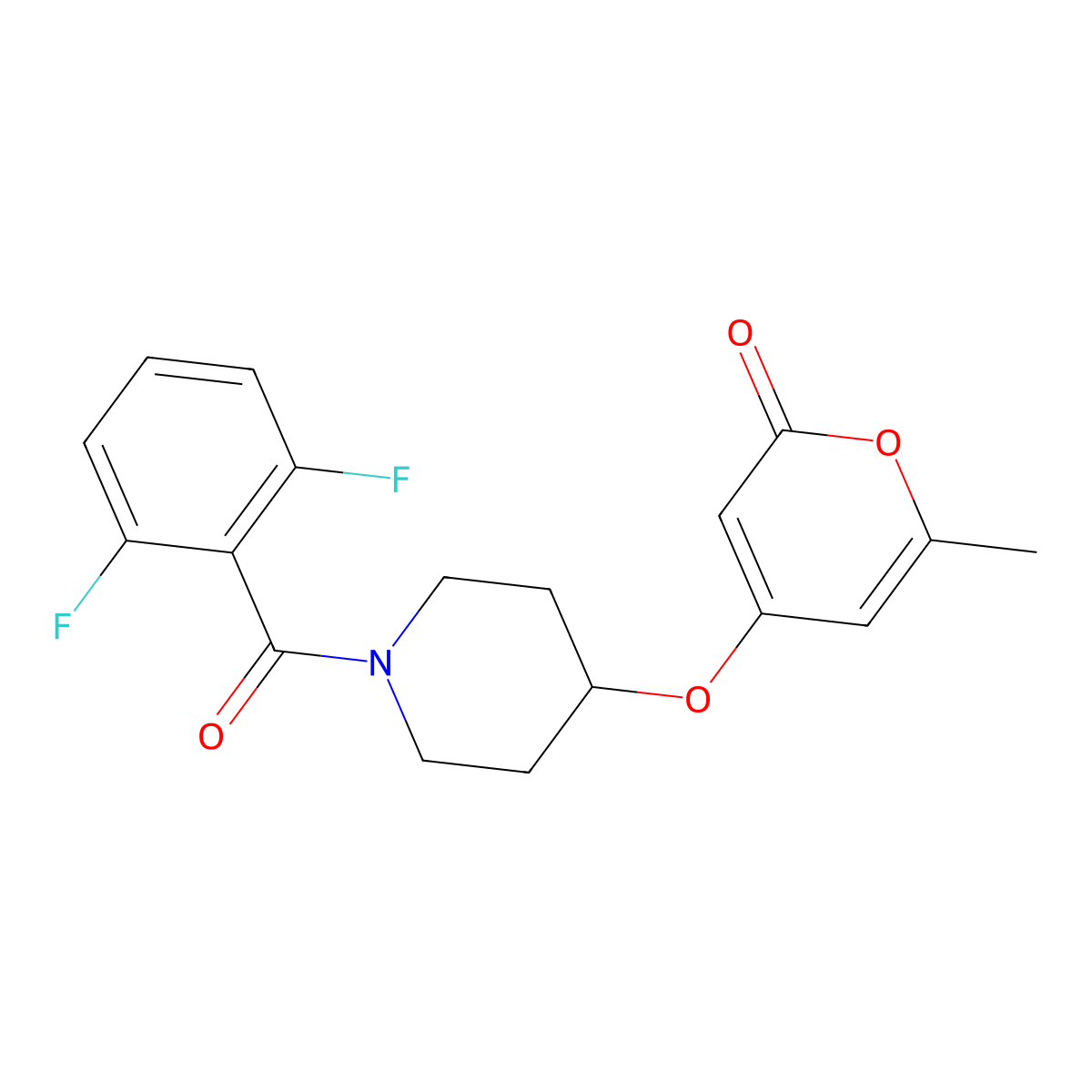 4-((1-(2,6-difluorobenzoyl)piperidin-4-yl)oxy)-6-methyl-2H-pyran-2-one molecular structure, CAS 1795480-90-8