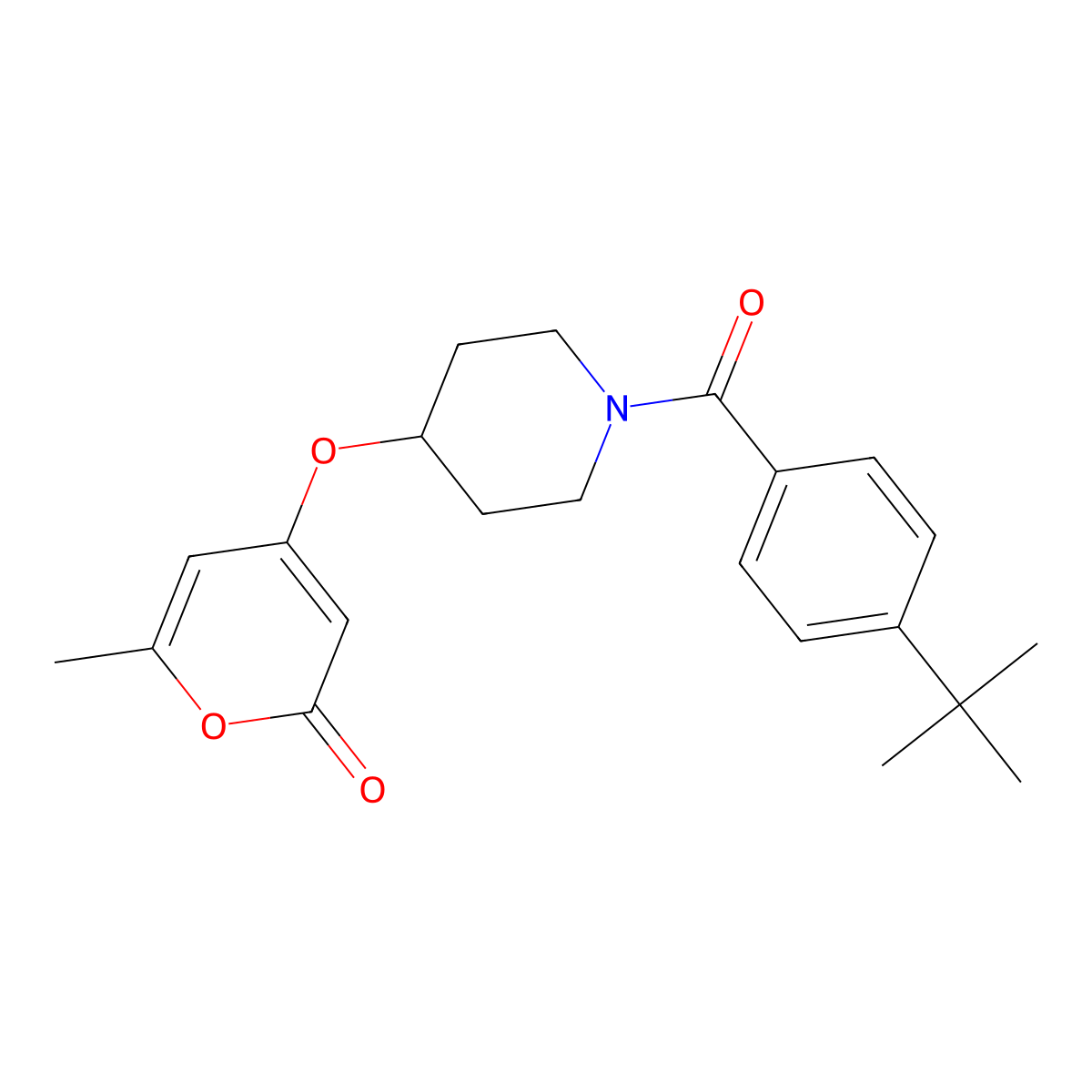 4-((1-(4-(tert-butyl)benzoyl)piperidin-4-yl)oxy)-6-methyl-2H-pyran-2-one molecular structure, CAS 1795481-02-5