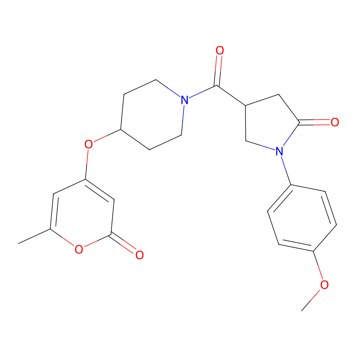 1-(4-methoxyphenyl)-4-{4-[(6-methyl-2-oxo-2H-pyran-4-yl)oxy]piperidine-1-carbonyl}pyrrolidin-2-one molecular structure, CAS 1795481-06-9