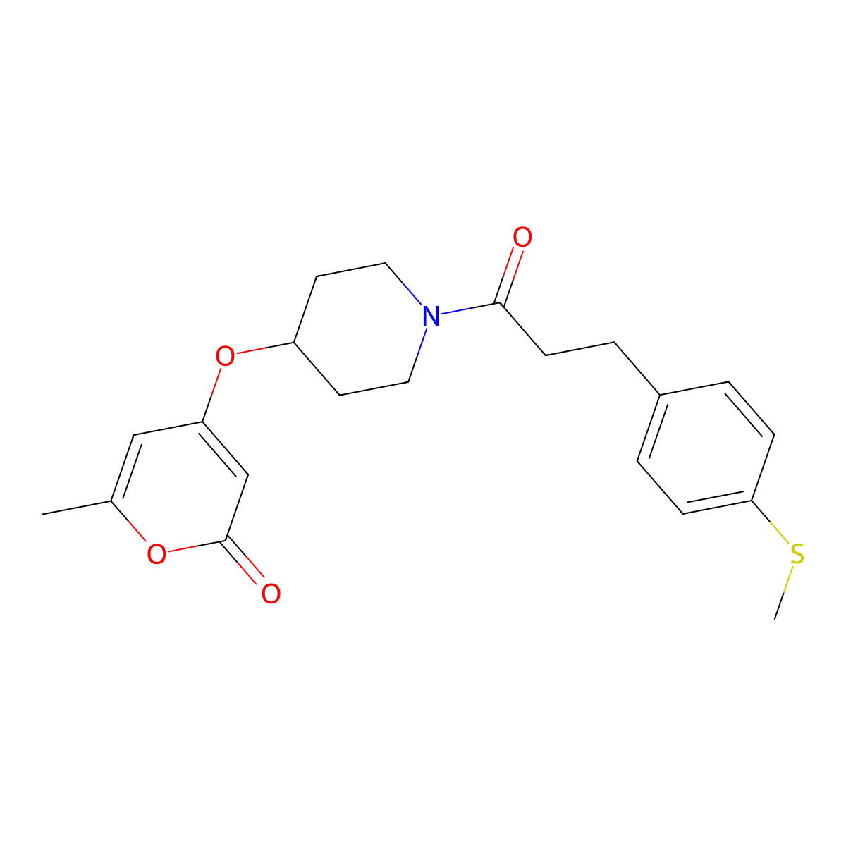 6-methyl-4-((1-(3-(4-(methylthio)phenyl)propanoyl)piperidin-4-yl)oxy)-2H-pyran-2-one molecular structure, CAS 1795481-16-1