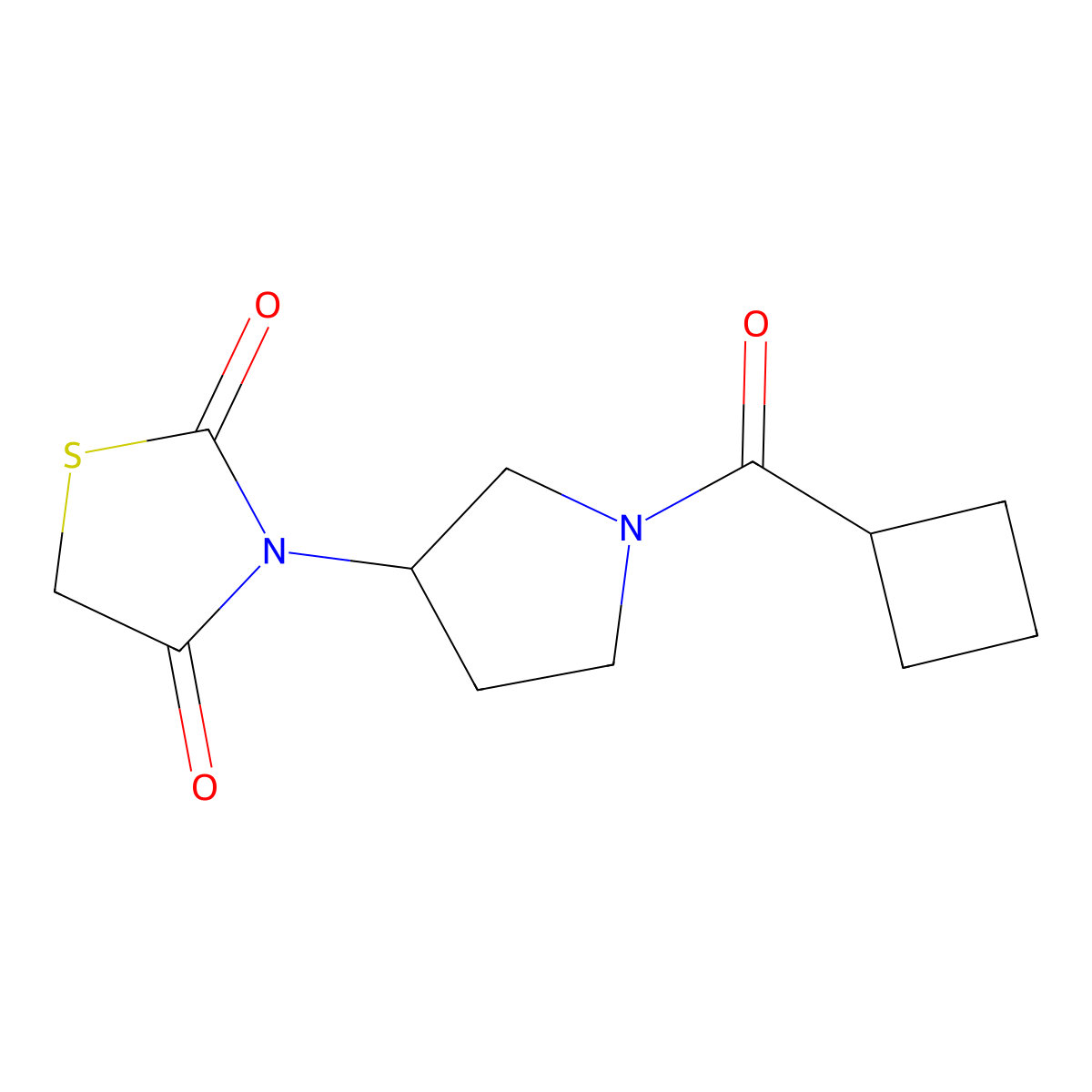 3-(1-(Cyclobutanecarbonyl)pyrrolidin-3-yl)thiazolidine-2,4-dione molecular structure, CAS 1795481-43-4