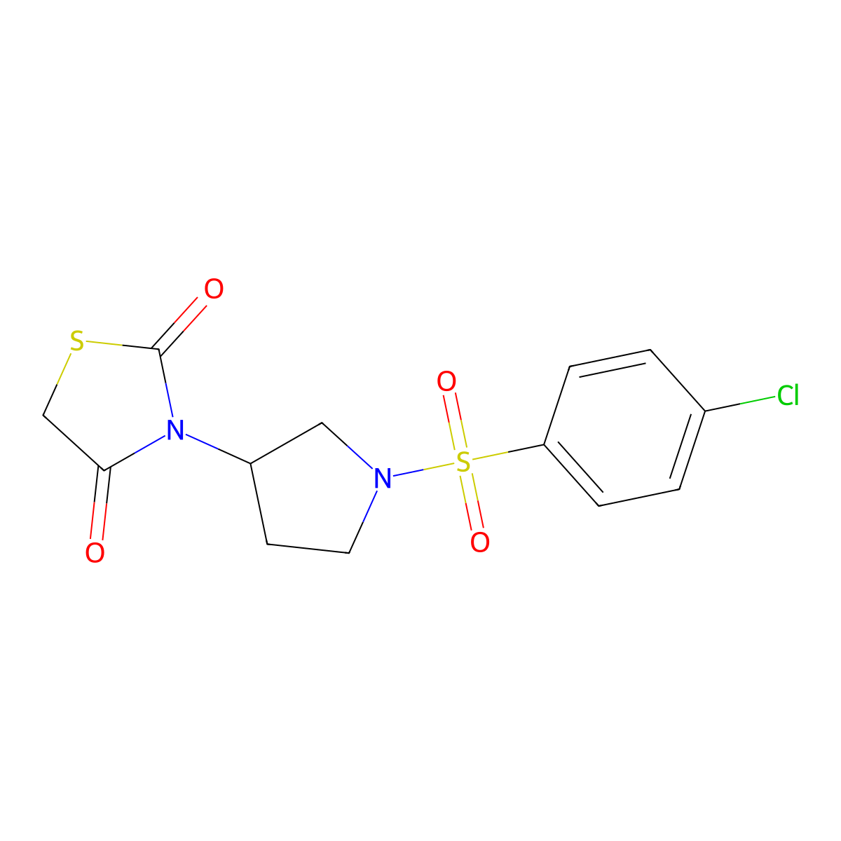 3-(1-((4-Chlorophenyl)sulfonyl)pyrrolidin-3-yl)thiazolidine-2,4-dione molecular structure, CAS 1795481-52-5