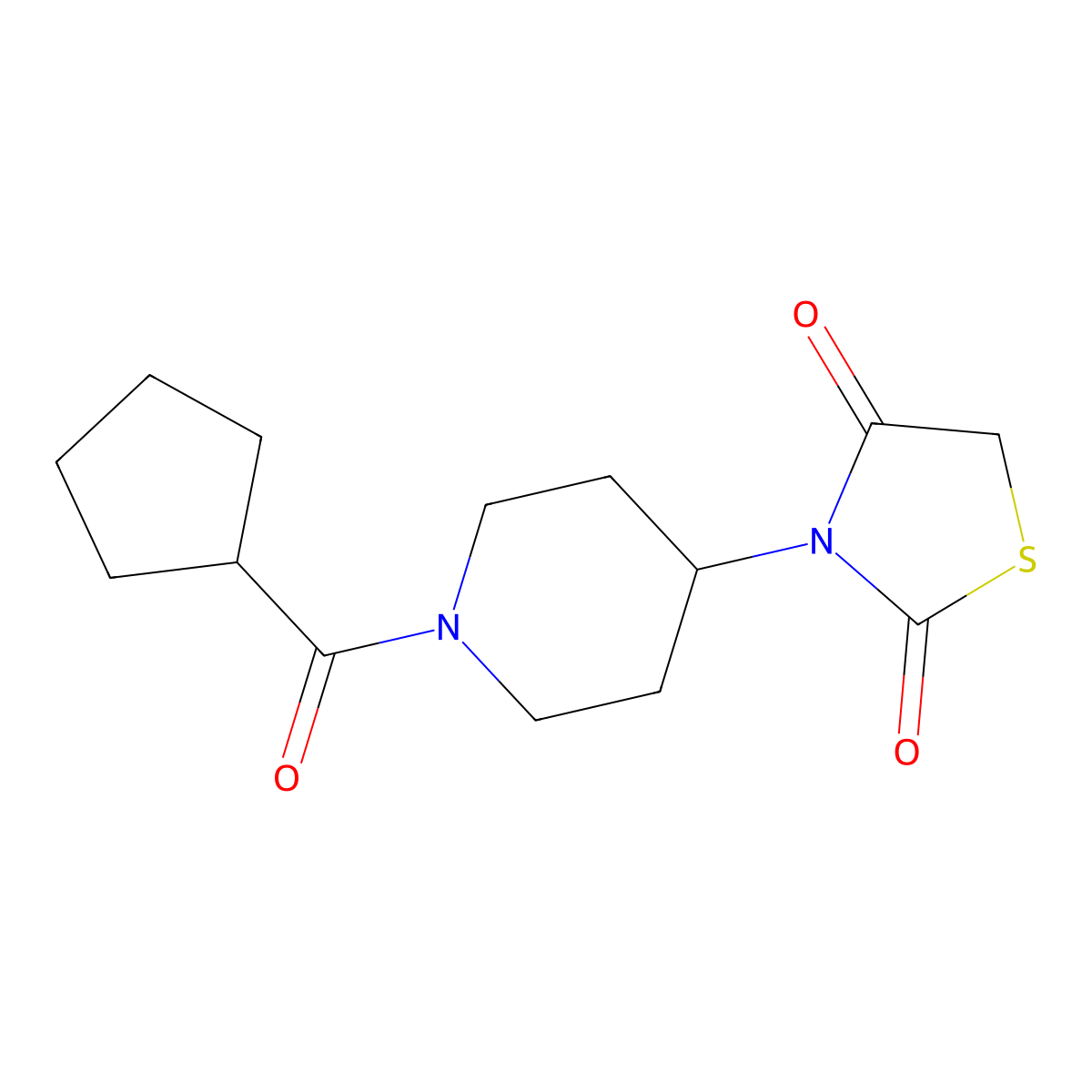 3-(1-(Cyclopentanecarbonyl)piperidin-4-yl)thiazolidine-2,4-dione molecular structure, CAS 1795481-73-0