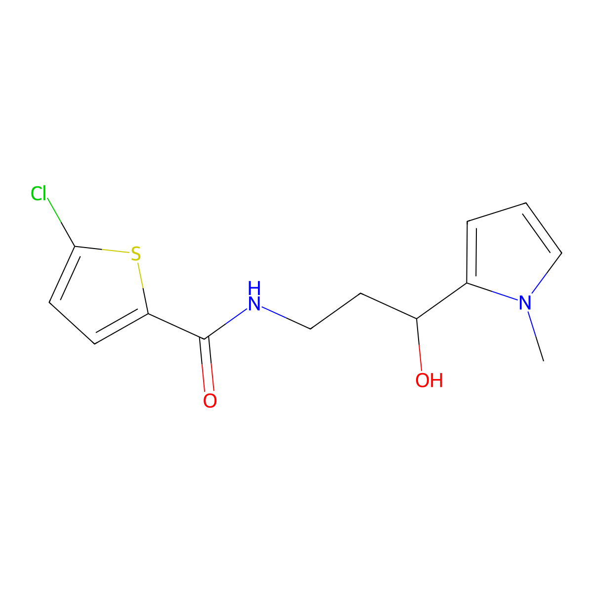 5-chloro-N-(3-hydroxy-3-(1-methyl-1H-pyrrol-2-yl)propyl)thiophene-2-carboxamide molecular structure, CAS 1795481-79-6