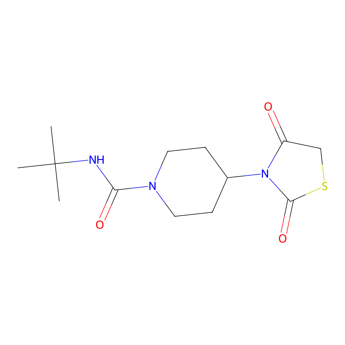 N-(tert-butyl)-4-(2,4-dioxothiazolidin-3-yl)piperidine-1-carboxamide molecular structure, CAS 1795481-85-4