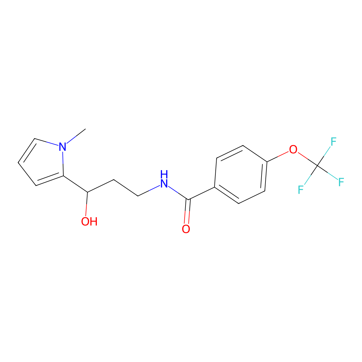 N-(3-hydroxy-3-(1-methyl-1H-pyrrol-2-yl)propyl)-4-(trifluoromethoxy)benzamide molecular structure, CAS 1795481-92-3