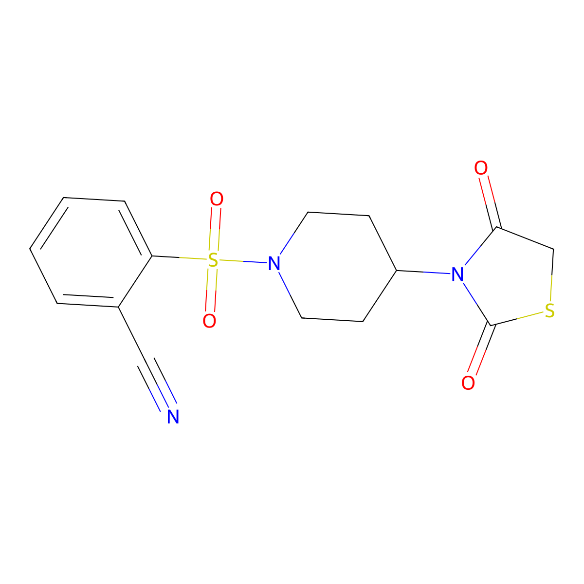 2-((4-(2,4-Dioxothiazolidin-3-yl)piperidin-1-yl)sulfonyl)benzonitrile molecular structure, CAS 1795482-07-3